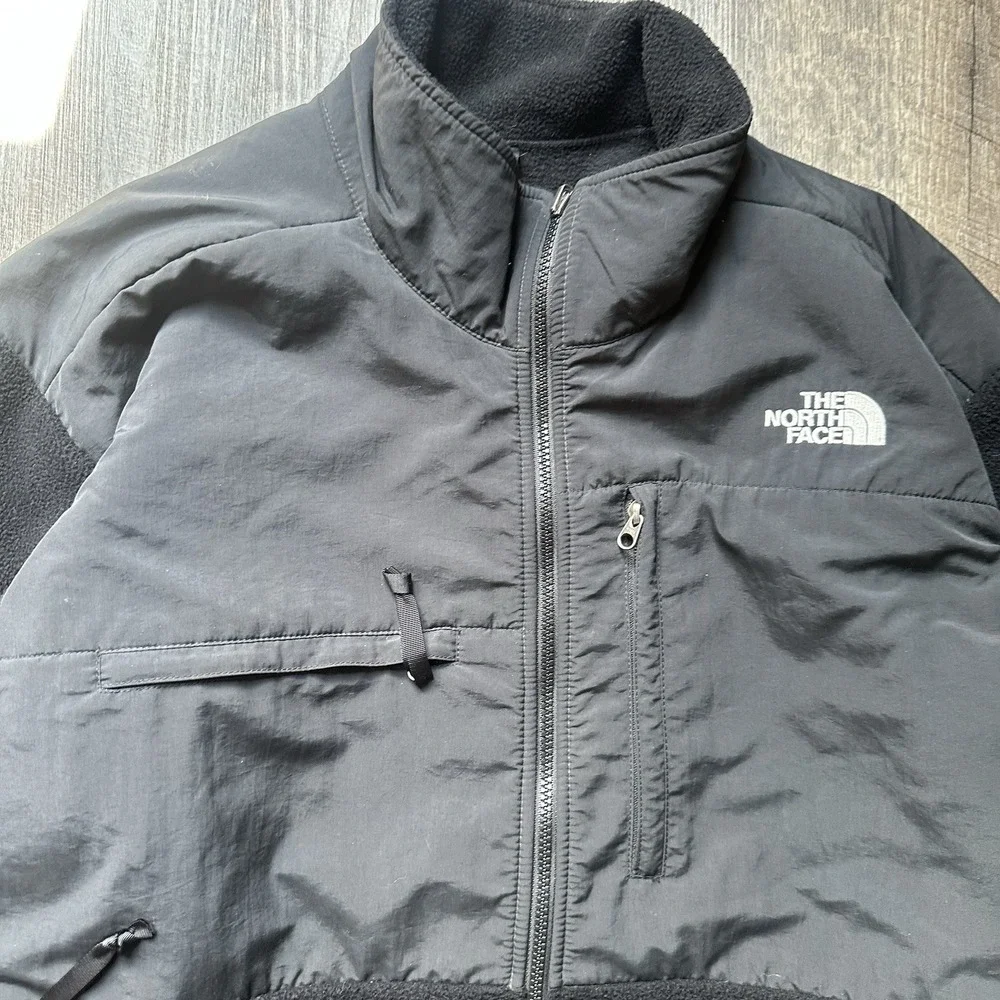 The North Face Denali Jacket Mens XXL Gray Black Polartec Fleece Full Zip